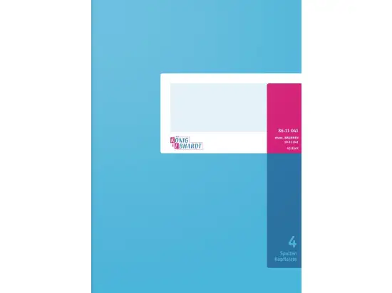Spaltenbuch König & Ebhardt 86-11041 8611041 mit Kopfleiste, A4, 80 Seiten, 4 Spalten, Karton, magenta/hellblau