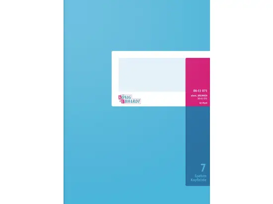 Spaltenbuch König & Ebhardt 86-11071 8611071 mit Kopfleiste, A4, 80 Seiten, 7 Spalten, Karton, magenta/hellblau