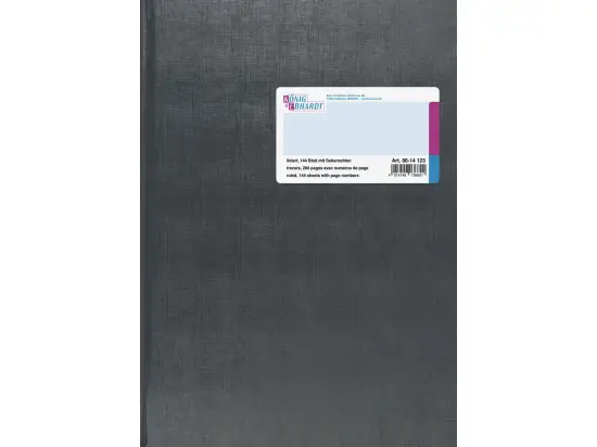 Geschäftsbuch König & Ebhardt 86-14123 8614123 A4, 288 Seiten, mit Seitenzahlen, liniert, Kunststoff, grau