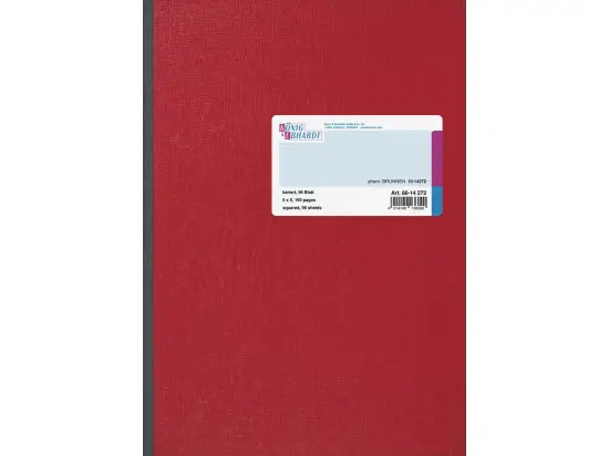 Kladde König & Ebhardt 86-14272 8614272 A4, 192 Seiten, kariert, Karton, rot