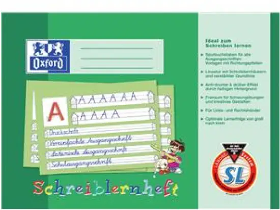 Schreiblernheft Oxford 100050089 A4-quer, 16 Blatt, Lineatur SL
