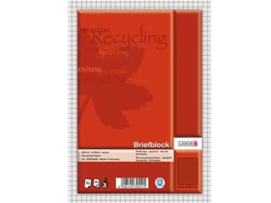 Briefblock Landre 100050118 A5 kariert 50 Blatt UWS 70g Recyclingpapier
