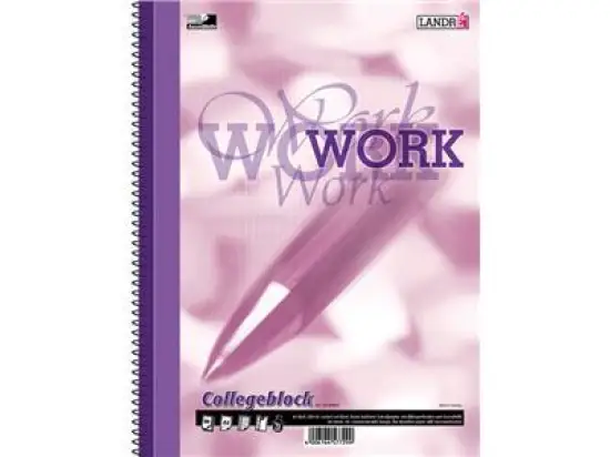 Collegeblock Landre 100050245 Business Office Notes A4, rautiert mit Rand, 80 Blatt, 70g, holzfrei mit Ausreißhilfe, Pack 10 Stk