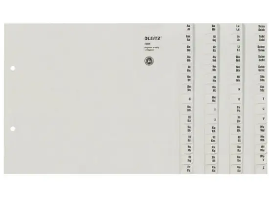 Registerserie Leitz 1304-00-85 13040085 für A4, Buchstaben A-Z, 4-teilig, Tauenpapier, grau