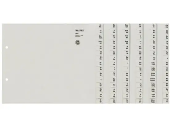 Registerserie Leitz 1306-00-85 13060085 für A4, Buchstaben A-Z, 6-teilig, Tauenpapier, grau