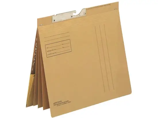 Mehrfach-Pendelhefter Leitz 2183-00-00 21830000 A4, Natronkarton 250g, Heftfalz (4 kaufmännische Heftungen), Dehntasche, 3 Trennblätter, naturbraun