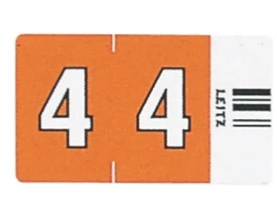 Ziffernsignale auf Streifen Leitz 6604-00-00 66040000 Orgacolor Aufdruck: 4, orange, Pack 100 Stk