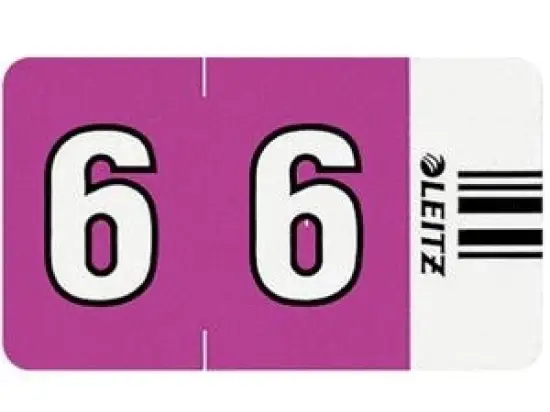 Ziffernsignale auf Streifen Leitz 6606-00-00 66060000 Orgacolor Aufdruck: 6, violett, Pack 100 Stk