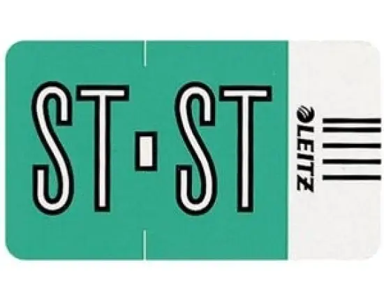 Buchstabensignale auf Rolle Leitz 6637-10-00 66371000 Orgacolor Aufdruck: ST, türkis, Rolle 250 Stk