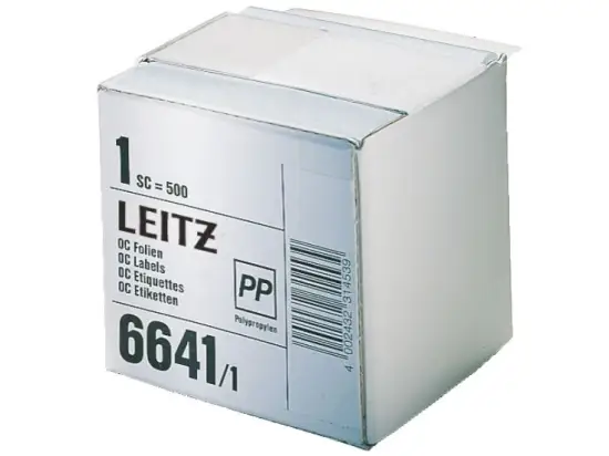 Schutzfolienschild Leitz 6641-10-00 66411000 OC Folien, Orgacolor 72 x 39 mm, Kunststofffolie (PP), selbstklebend, transparent, Pack 500 Stk