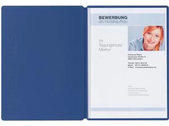 Bewerbungsmappe Pagna 22006-02 Solo blau Karton/Pappe Klemmmechanik