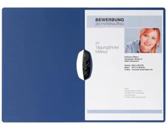 Bewerbungsmappe Pagna 22007-02 Swing blau Karton Klemmmechanik Schriftzug Prägung