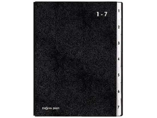 Pultordner Pagna 24071-04 A4, 7 Fächer, 1-7, Hartpappe, Leinenrücken, schwarz