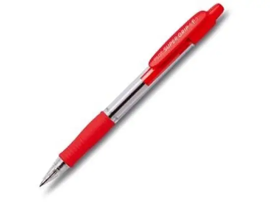 Kugelschreiber Pilot BPGP-10R-F-R 2028002 Pilot Super Grip F 0,3mm (F), Wechselmine, Druckmechanik, rot