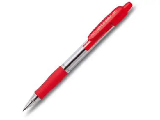 Kugelschreiber Pilot BPGP-10R-M-R 2030002 Super Grip M 0,4mm (M), Wechselmine, Druckmechanik, rot
