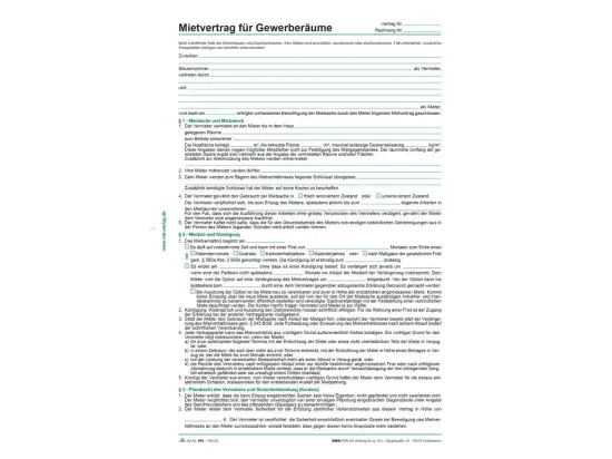 Mietvertrag Gewerberäume RNK 598 A4, 5 Seiten