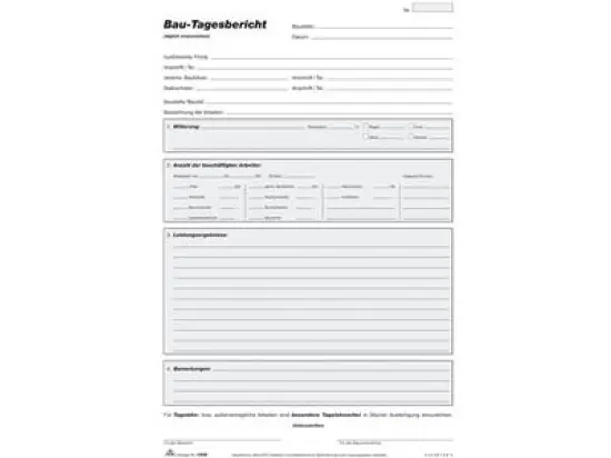 Bautageblock RNK 1309 A4 3 x 40 Blatt selbstdurchschreibend