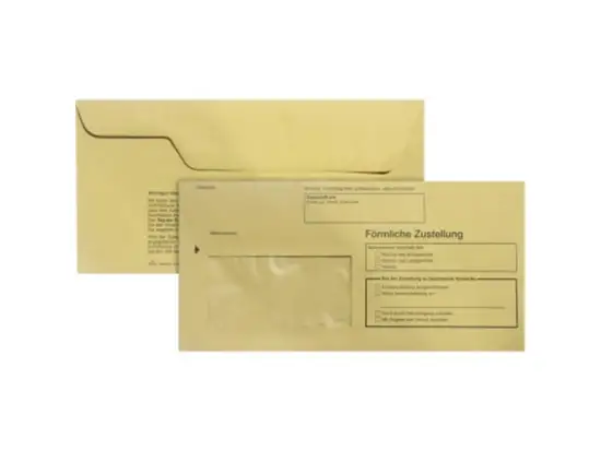 Zustellungsumschlag RNK 2044 DIN lang, mit Fenster, förmliche Zustellung, innerer Umschlag, gelb, Pack 5 x 100 Stk