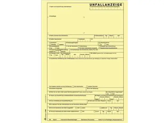Unfallanzeige RNK 2865 A4, 5 Blatt, SD selbstdurchschreibend, Pack 25 Stk