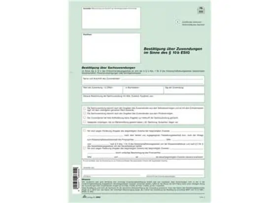 Zuwendungsbestätigung RNK 2869 Sachspende selbstdurchschreibend A4, 2 Blatt, Pack 10 Stk