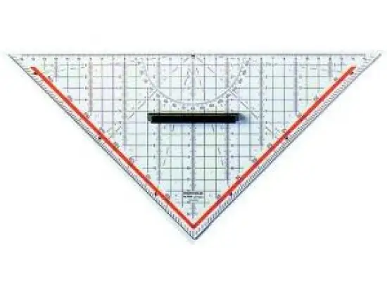 Zeichendreieck Rumold 1058 32,5cm mit Griff transparent mit Tuschenoppen