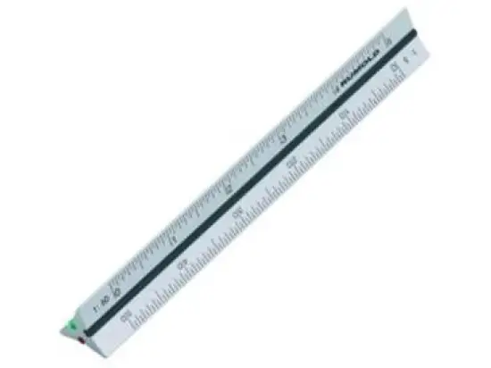 Dreikantmaßstab Rumold 195/1/10 architect 1 Aluminium, 10cm, Maß: 1:20/1:25/1:50/1:75/1:100/1:125