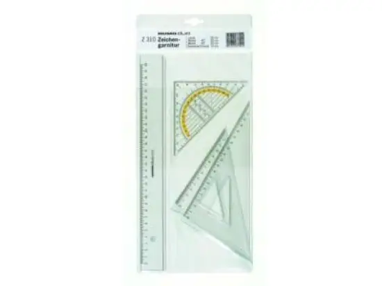 Zeichengarnitur Rumold Z310 Kunststoff rauchgrau 1 Lineal/2 Winkel/1 Geometriedreieck