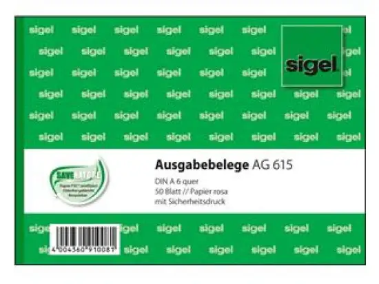 Ausgabebeleg Sigel AG615 A6-quer rosa 50 Blatt