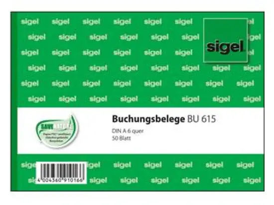 Buchungsbeleg Sigel BU615 A6-quer 50 Blatt, Pack 10 Stk