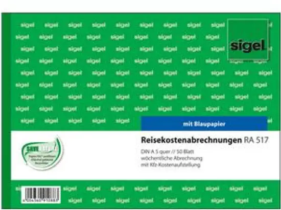 Reisekostenabrechnung Sigel RA517 A5, 50 Blatt, Woche, Pack 5 Stk