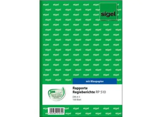 Rapport / Regiebericht Sigel RP510 A5, 100 Blatt, Pack 10 Stk