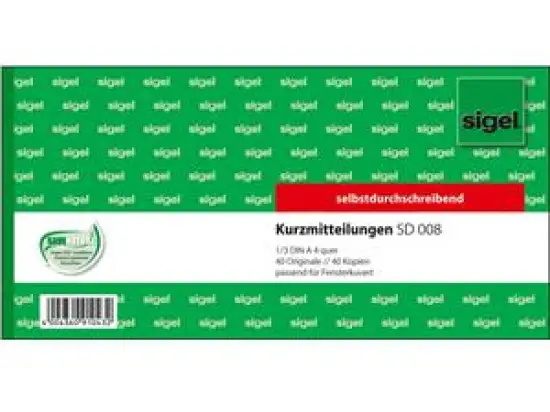 Kurzmitteilung Sigel SD008 1/3-A4 2 x 40 Blatt