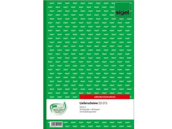 Lieferschein Sigel SD015 A4, 2 x 40 Blatt, selbstdurchschreibend, mit Empfangsschein