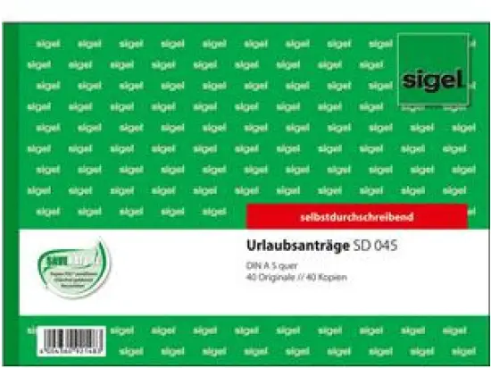 Urlaubsantrag Sigel SD045 A5-quer 2 x 40 Blatt selbstdurchschreibend