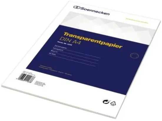 Transparentpapier / Zeichenpapier Soennecken 240041400 1230 A4, 80g, transparent, Block mit 50 Blatt