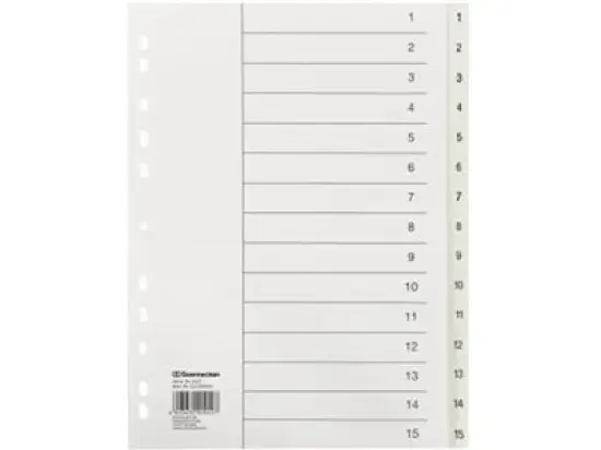 Zahlen-Register Soennecken 121058901 2117 A4, Zahlen 1-15, Kunststoff (PP), weiß