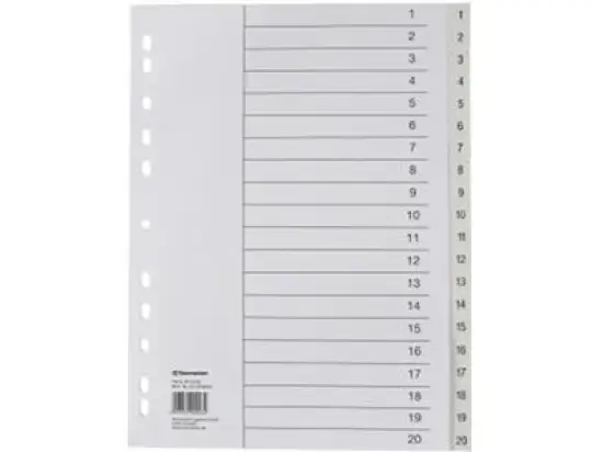 Zahlen-Register Soennecken 121059001 2118 A4, Zahlen 1-20, Kunststoff (PP), weiß