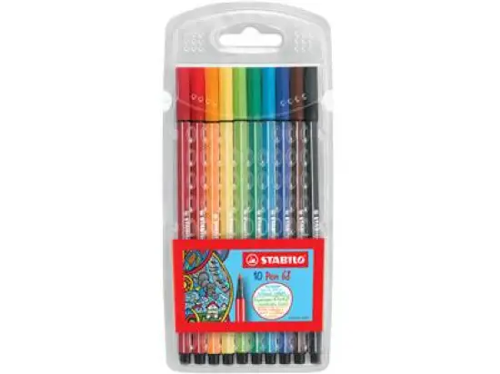 Filzstift Stabilo 6810/PL Pen 68 10er-Etui, farbig-sortiert