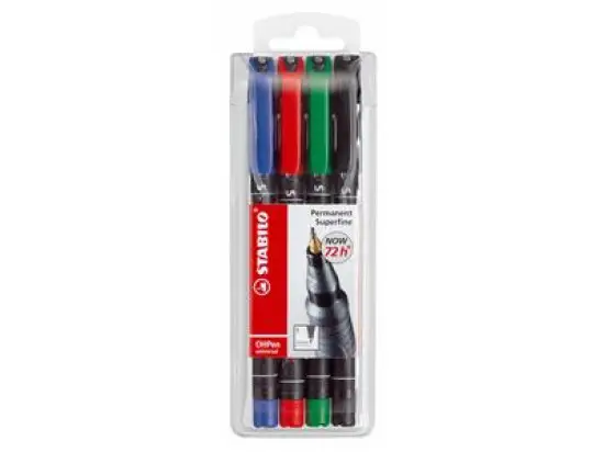 Folienschreiber Stabilo 841/4 OHPen universal 4er-Etui je 1x schwarz, rot, blau, grün