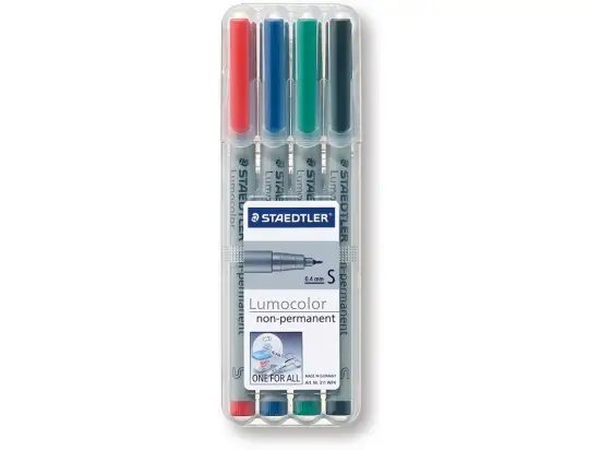 Universalstift Staedtler 311WP4 311 WP4 Lumocolor non-permanent S 4er-Etui, Schreibfarben: je 1x schwarz, rot, blau, grün