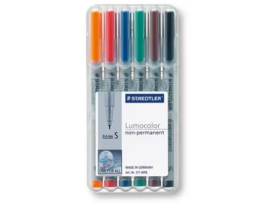 Universalstift Staedtler 311WP6 311 WP6 Lumocolor non-permanent S 6er-Etui, Schreibfarben: je 1x schwarz, rot, blau, grün, braun, orange