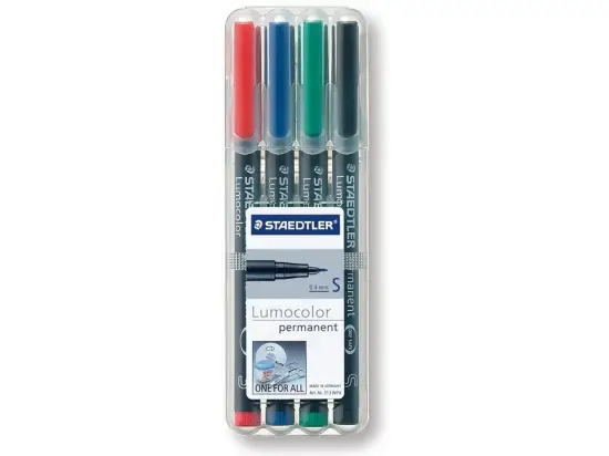 Universalstift Staedtler 313WP4 313 WP4 Lumocolor permanent S 4er-Etui, Schreibfarben: je 1x schwarz, rot, blau, grün