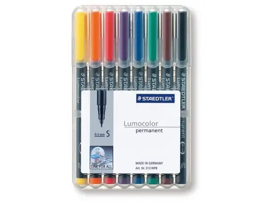 Universalstift Staedtler 313WP8 313 WP8 Lumocolor permanent S 8er-Etui, Schreibfarben: je 1x schwarz, rot, blau, grün, braun, orange, gelb, violett