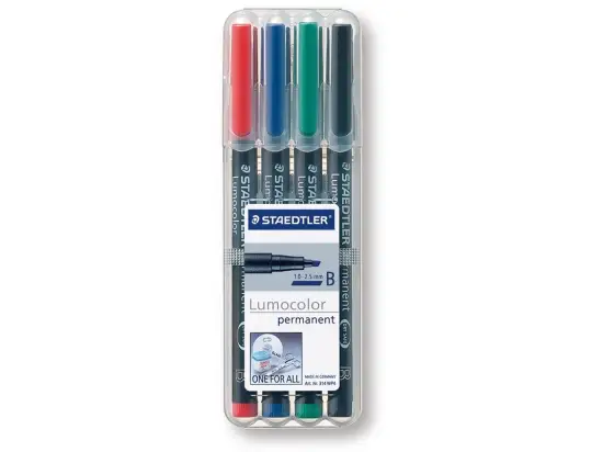 Universalstift Staedtler 314WP4 314 WP4 Lumocolor permanent B 4er-Etui, Schreibfarben: je 1x schwarz, rot, blau, grün