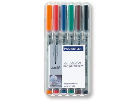 Universalstift Staedtler 315WP6 315 WP6 Lumocolor non-permanent M 6er-Etui, Schreibfarben: je 1x schwarz, rot, blau, grün, braun, orange