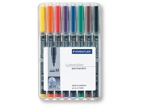 Universalstift Staedtler 317WP8 317 WP8 Lumocolor permanent M 8er-Etui, Schreibfarben: je 1x schwarz, rot, blau, grün, braun, orange, gelb, violett