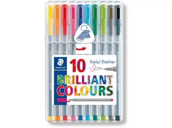 Fineliner Staedtler 334SB10 334 SB10 triplus 10er Etui, farbig-sortiert