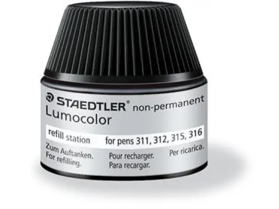 Universalstift-Nachfülltinte Staedtler 48715-9 487 15-9 Lumocolor non-permanent Schreibfarbe: schwarz, Pack 4 x Flasche je 15ml