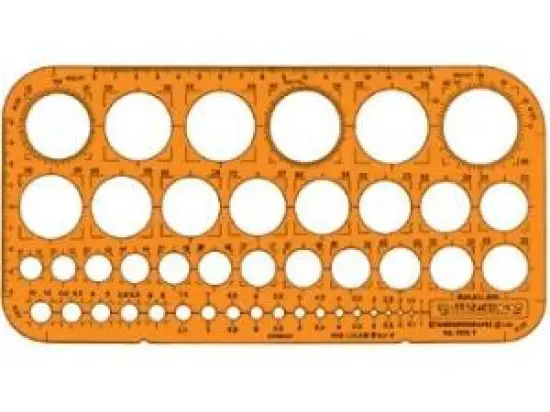 Kreisschablone Standardgraph 1315F 45 Kreise (1-36mm), 4 Eckradien (20-32mm)