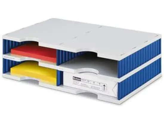 Basis-Einheit Styro 268-0202.38 styrodoc duo 4Fächer grau/blau Standard Grundeinheit 2Etagen 485x331x153mm